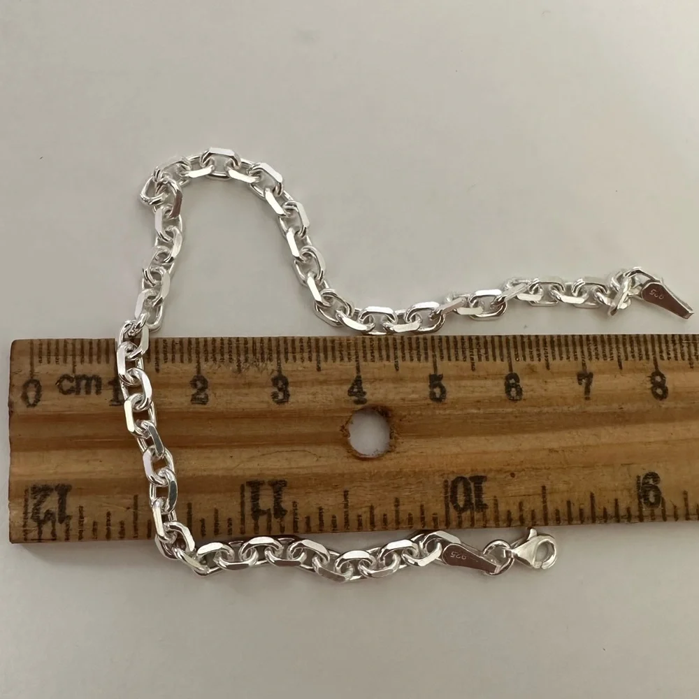 925 Silver 8” 4mm bracelet unisex link chain